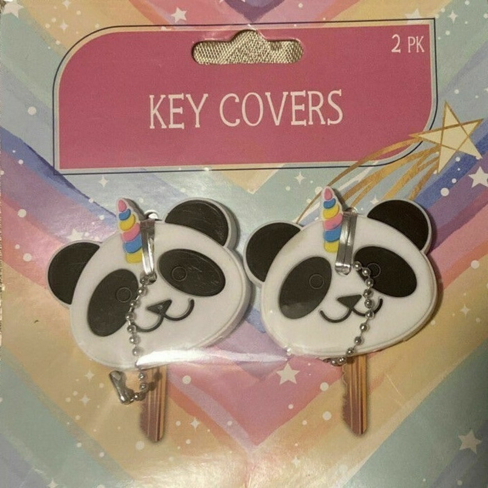 New Cute 2 pack Unicorn Pandas key covers Caps for Keychains House Home RV Apart
